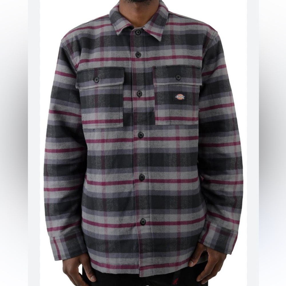 Men’s Dickies Moulton plaid oversized button down collared jacket shacket Med - Picture 2 of 7
